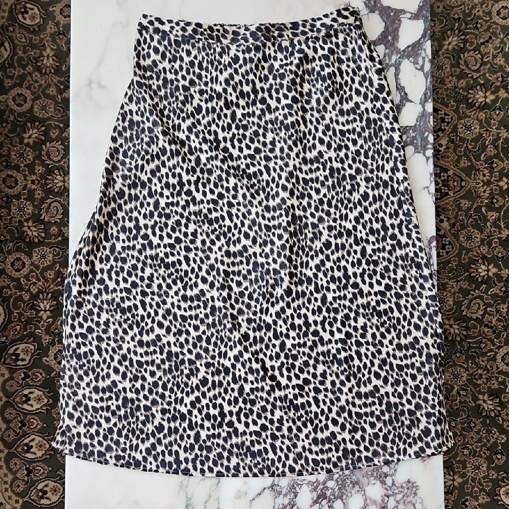J. Crew Black and Tan Leopard A-Line Skirt